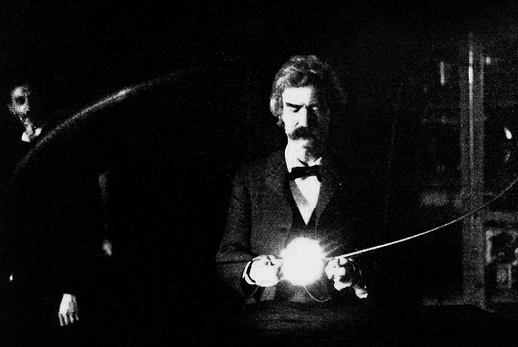 Mark Twain en lo de Tesla